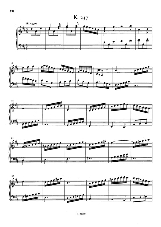 Partitura da música Keyboard Sonata In D Major K.237