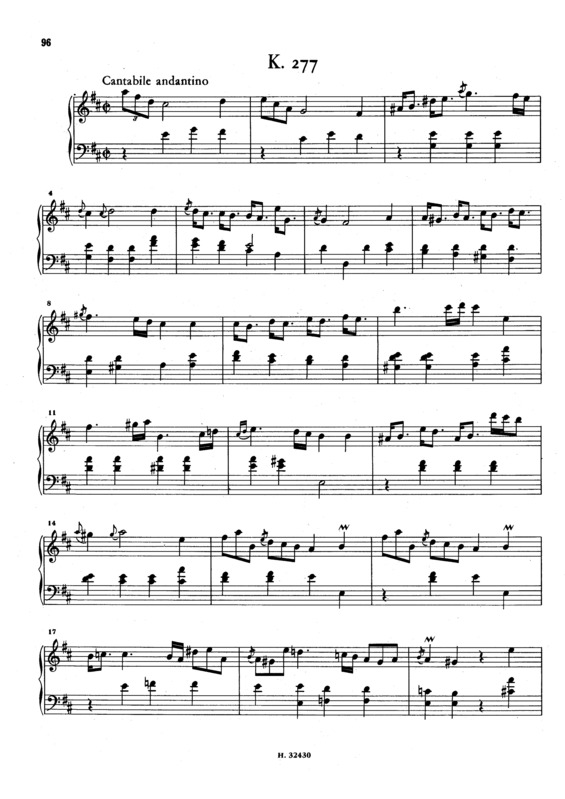 Partitura da música Keyboard Sonata In D Major K.277