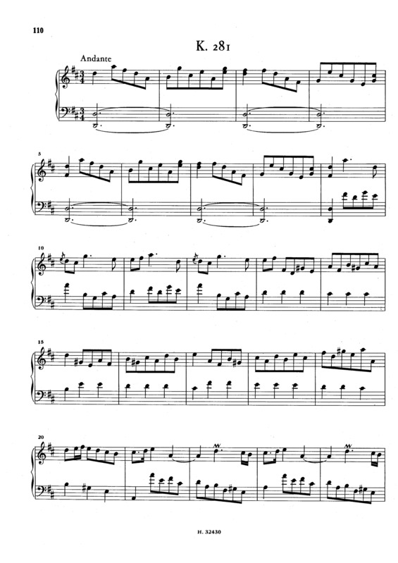 Partitura da música Keyboard Sonata In D Major K.281