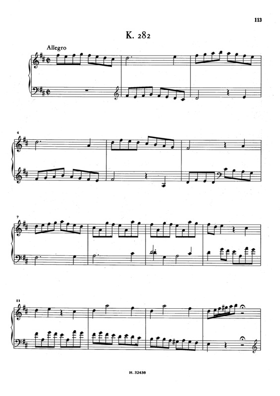 Partitura da música Keyboard Sonata In D Major K.282