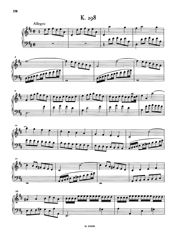 Partitura da música Keyboard Sonata In D Major K.298