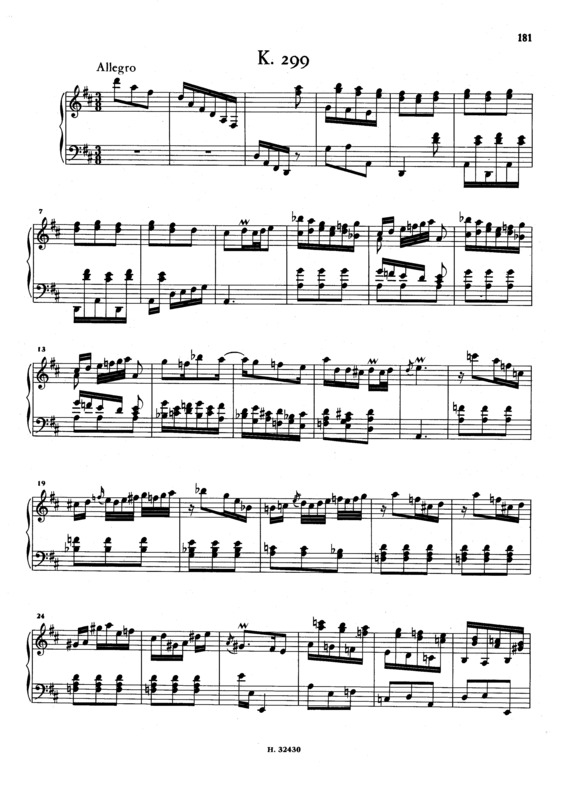 Partitura da música Keyboard Sonata In D Major K.299