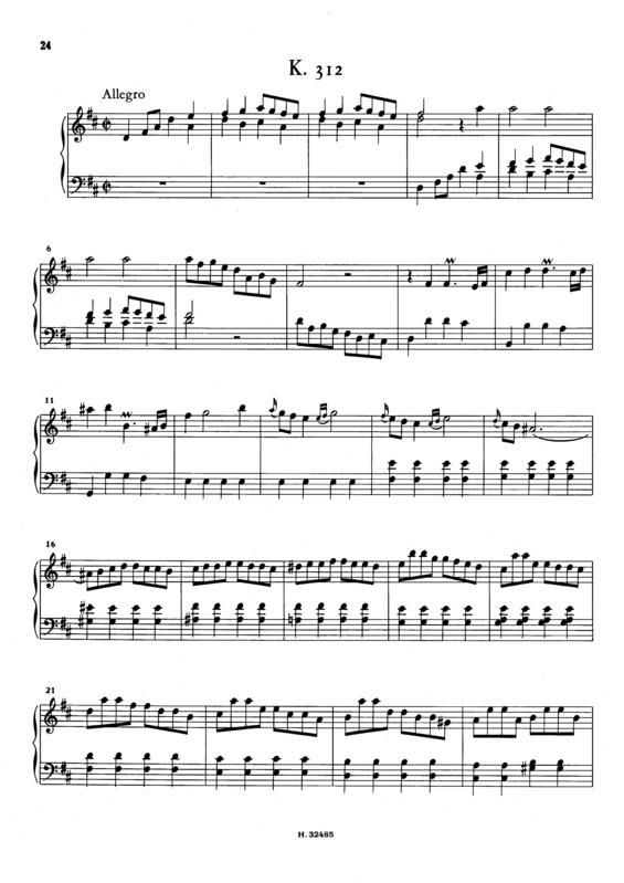 Partitura da música Keyboard Sonata In D Major K.312