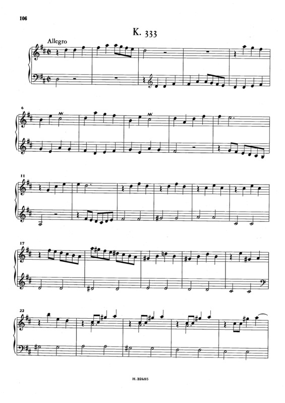 Partitura da música Keyboard Sonata In D Major K.333