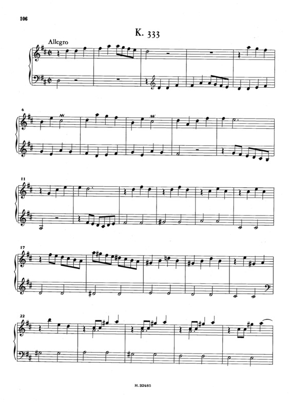 Partitura da música Keyboard Sonata In D Major K.333