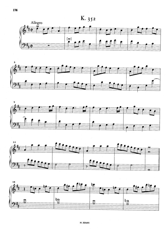 Partitura da música Keyboard Sonata In D Major K.352