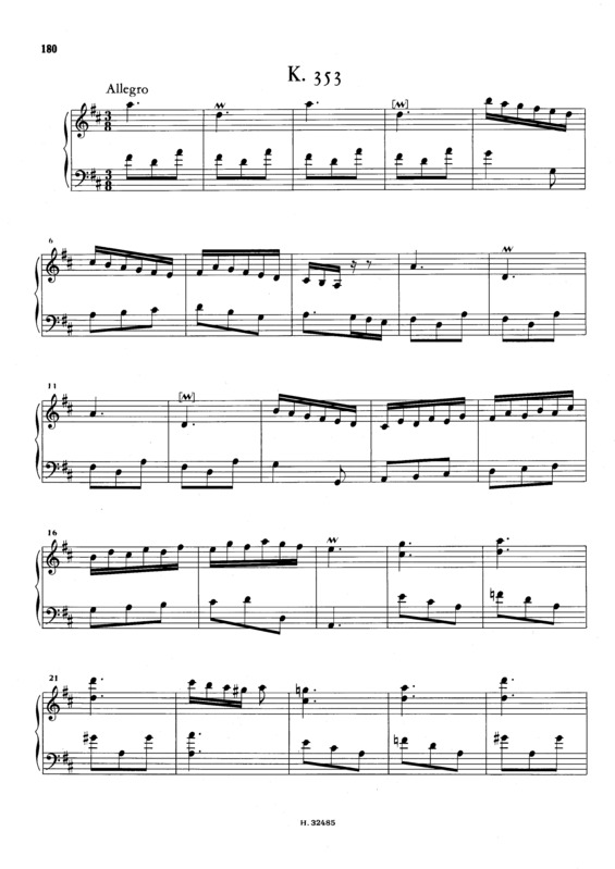 Partitura da música Keyboard Sonata In D Major K.353