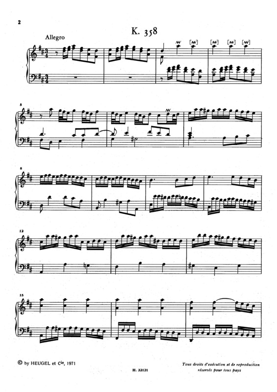 Partitura da música Keyboard Sonata In D Major K.358