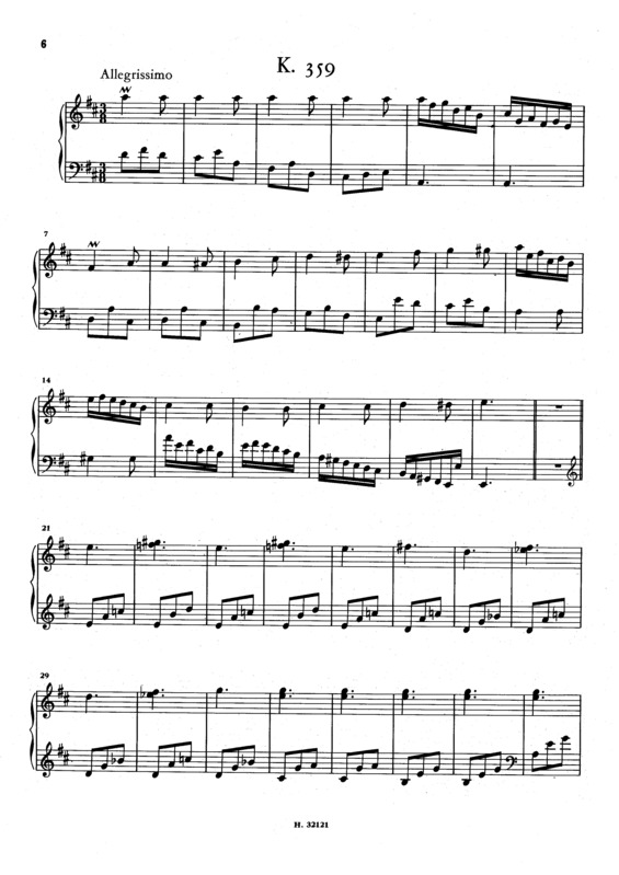 Partitura da música Keyboard Sonata In D Major K.359