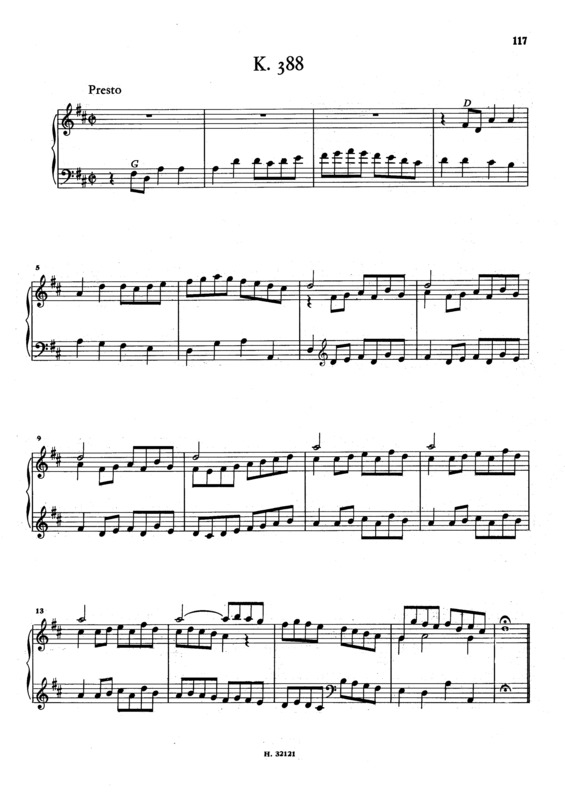 Partitura da música Keyboard Sonata In D Major K.388