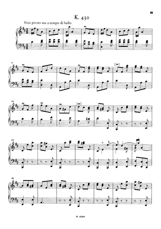 Partitura da música Keyboard Sonata In D Major K.430