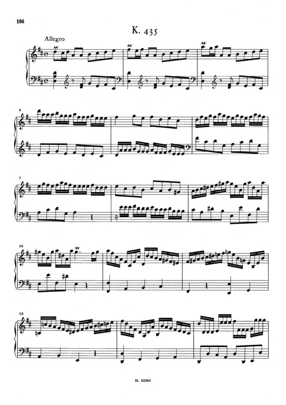 Partitura da música Keyboard Sonata In D Major K.435