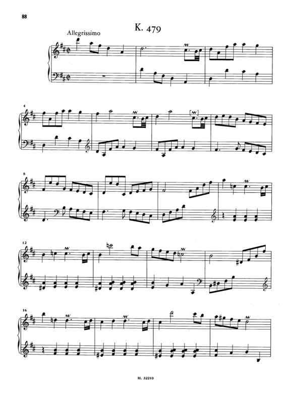 Partitura da música Keyboard Sonata In D Major K.479