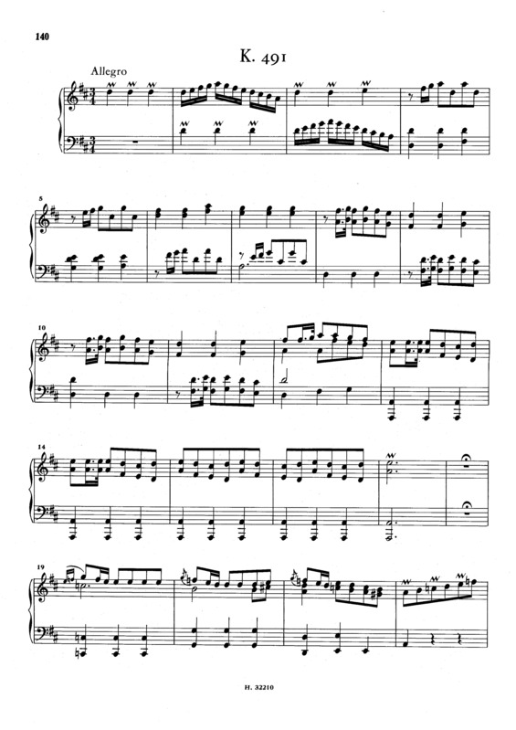 Partitura da música Keyboard Sonata In D Major K.491