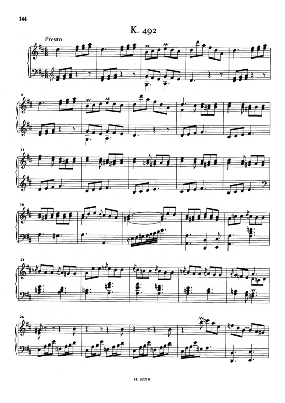Partitura da música Keyboard Sonata In D Major K.492