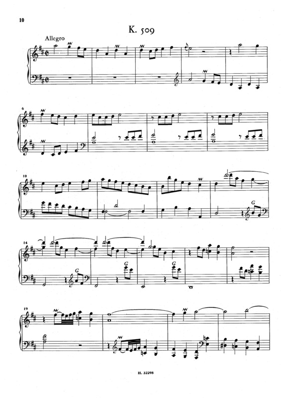 Partitura da música Keyboard Sonata In D Major K.509