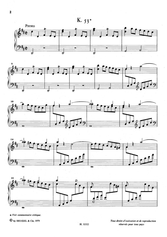 Partitura da música Keyboard Sonata In D Major K.53