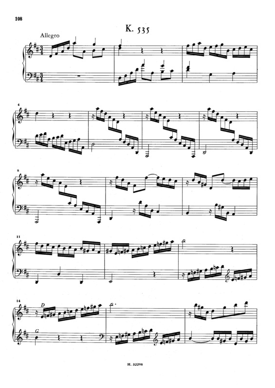 Partitura da música Keyboard Sonata In D Major K.535