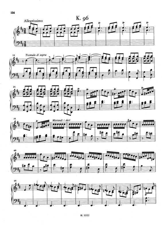 Partitura da música Keyboard Sonata In D Major K.96