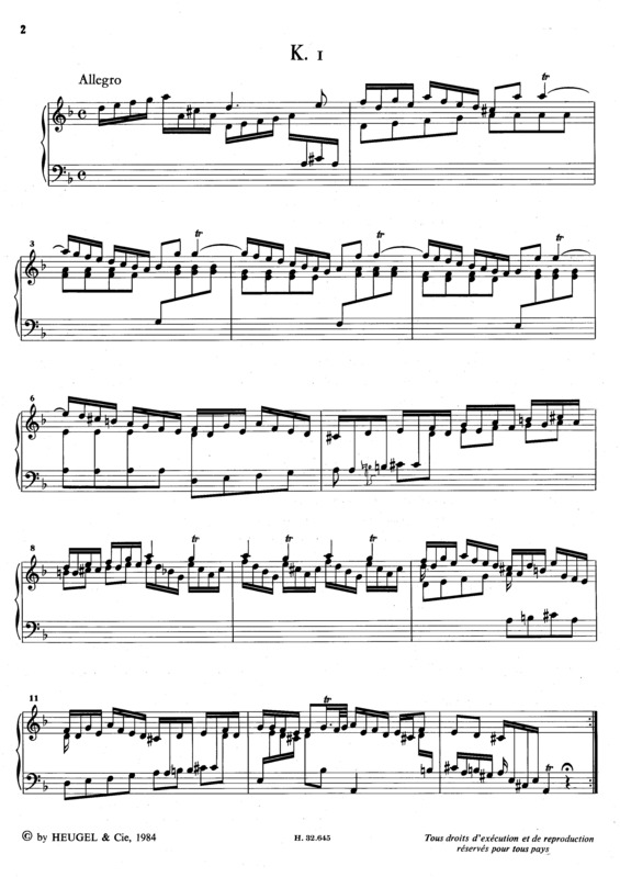 Partitura da música Keyboard Sonata In D Minor K.1
