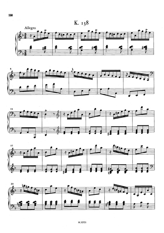 Partitura da música Keyboard Sonata In D Minor K.138