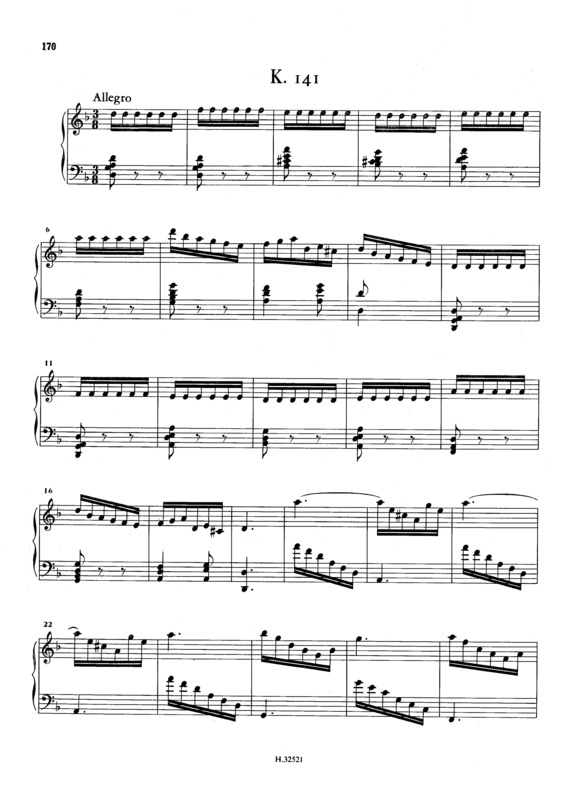 Partitura da música Keyboard Sonata In D Minor K.141