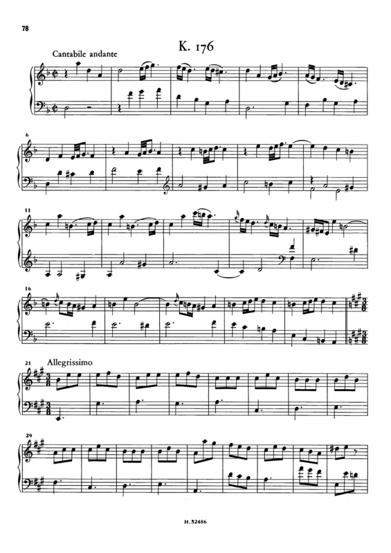 Partitura da música Keyboard Sonata In D Minor K.176