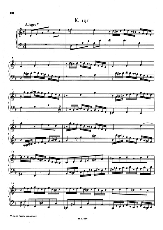 Partitura da música Keyboard Sonata In D Minor K.191