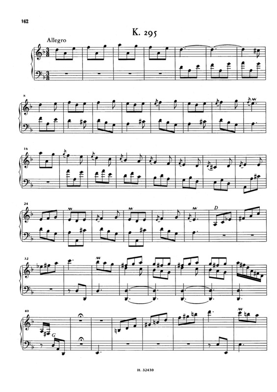 Partitura da música Keyboard Sonata In D Minor K.295