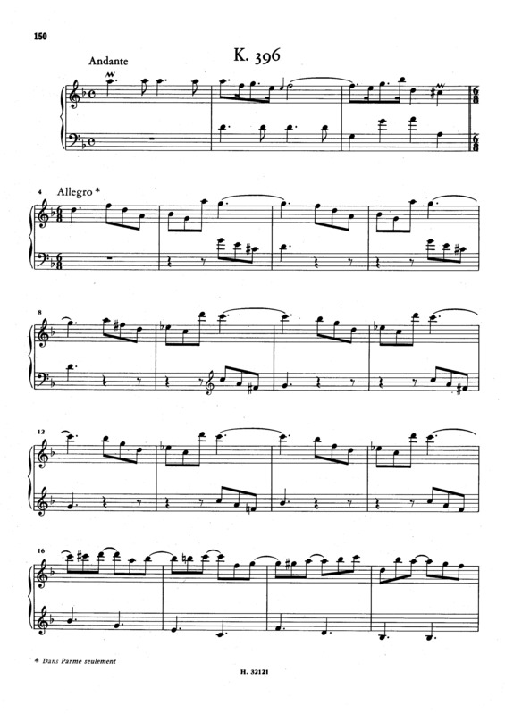 Partitura da música Keyboard Sonata In D Minor K.396