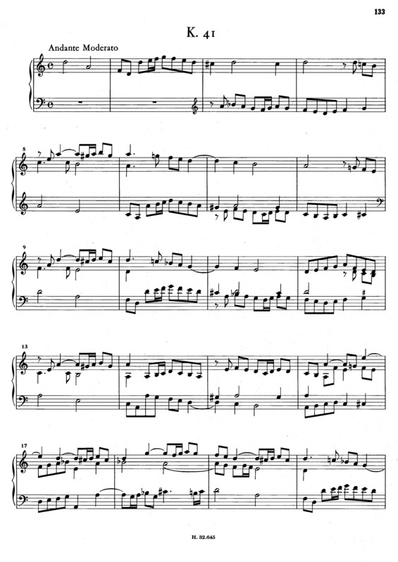 Partitura da música Keyboard Sonata In D Minor K.41