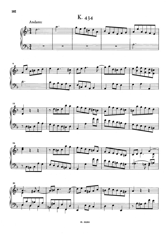 Partitura da música Keyboard Sonata In D Minor K.434