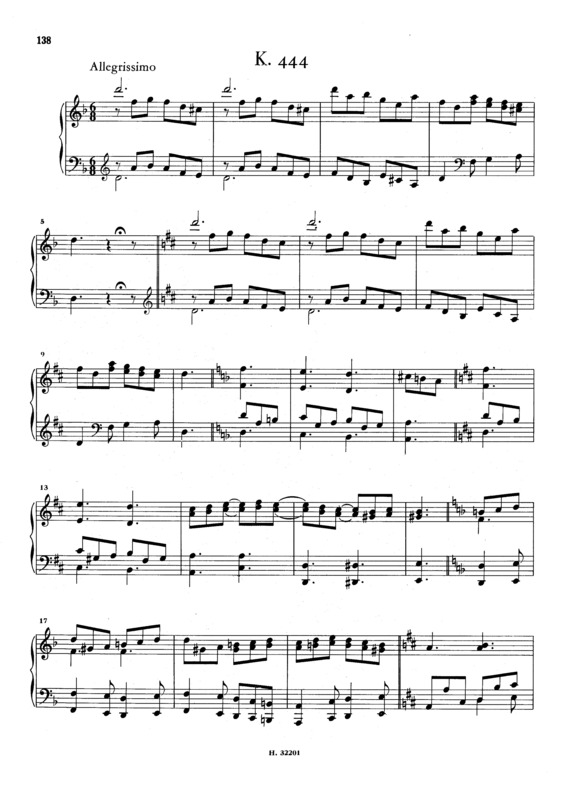 Partitura da música Keyboard Sonata In D Minor K.444