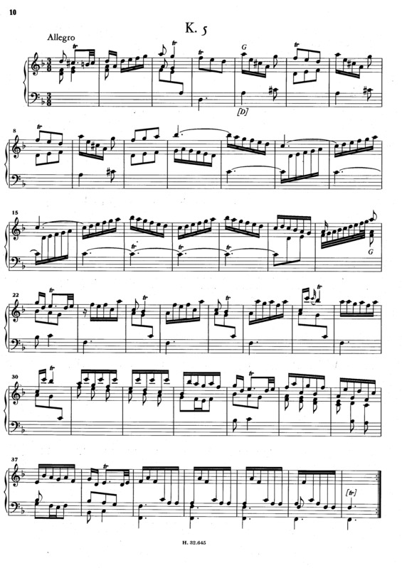 Partitura da música Keyboard Sonata In D Minor K.5