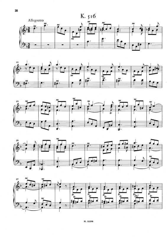 Partitura da música Keyboard Sonata In D Minor K.516