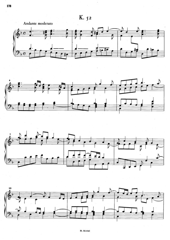 Partitura da música Keyboard Sonata In D Minor K.52