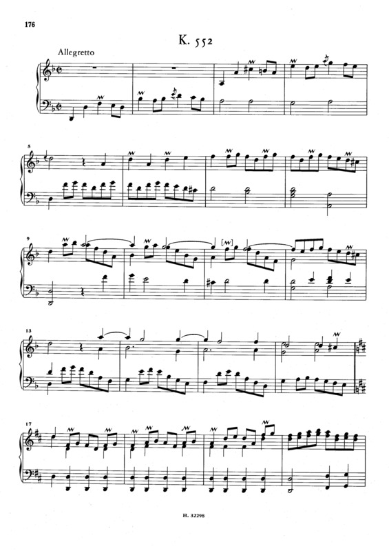 Partitura da música Keyboard Sonata In D Minor K.552