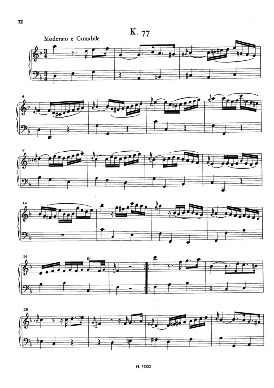 Partitura da música Keyboard Sonata In D Minor K.77