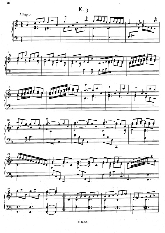 Partitura da música Keyboard Sonata In D Minor K.9
