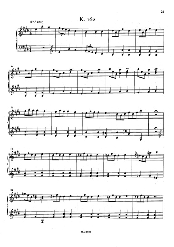 Partitura da música Keyboard Sonata In E Major K.162