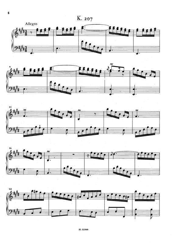 Partitura da música Keyboard Sonata In E Major K.207