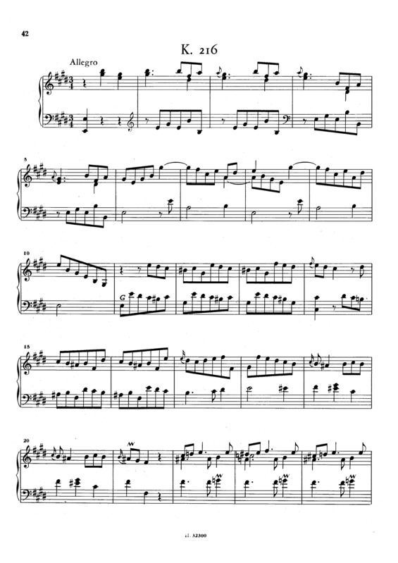 Partitura da música Keyboard Sonata In E Major K.216