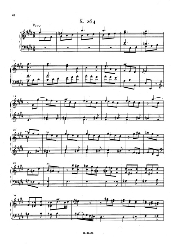 Partitura da música Keyboard Sonata In E Major K.264