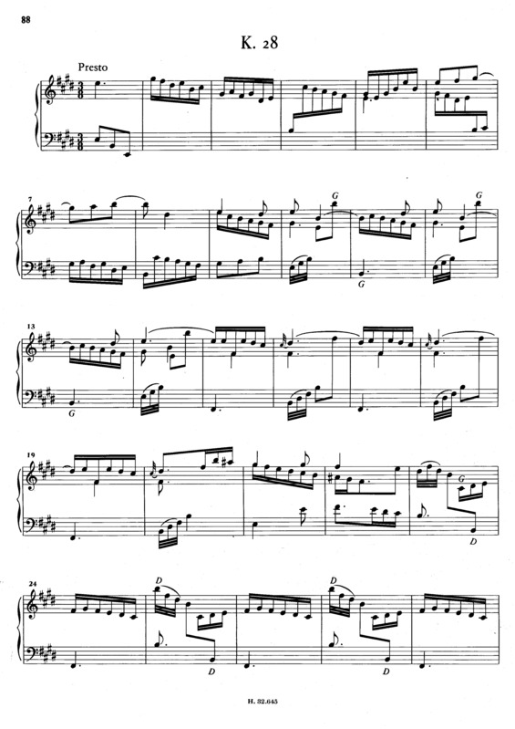 Partitura da música Keyboard Sonata In E Major K.28