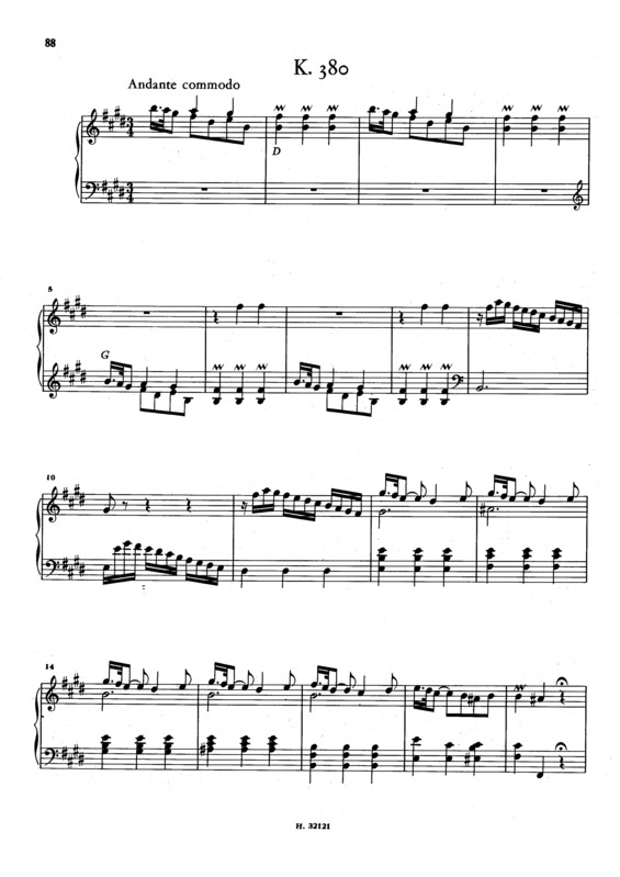 Partitura da música Keyboard Sonata In E Major K.380