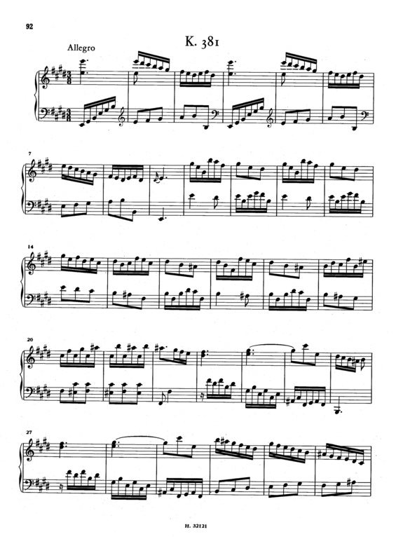 Partitura da música Keyboard Sonata In E Major K.381