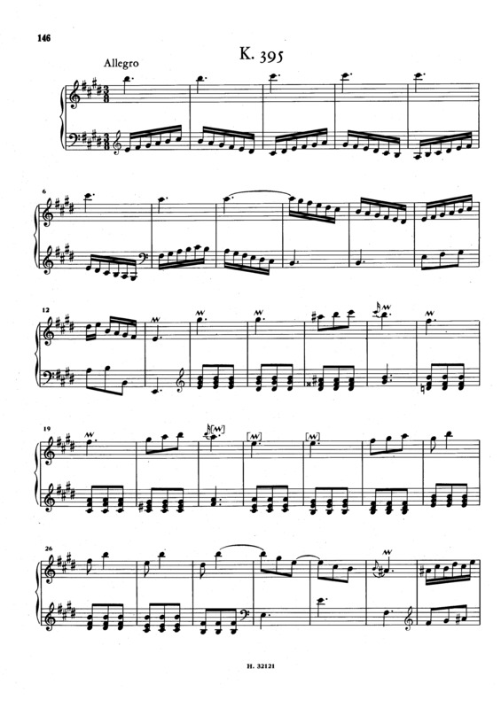 Partitura da música Keyboard Sonata In E Major K.395