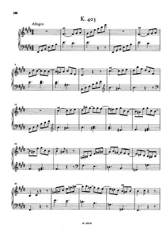 Partitura da música Keyboard Sonata In E Major K.403