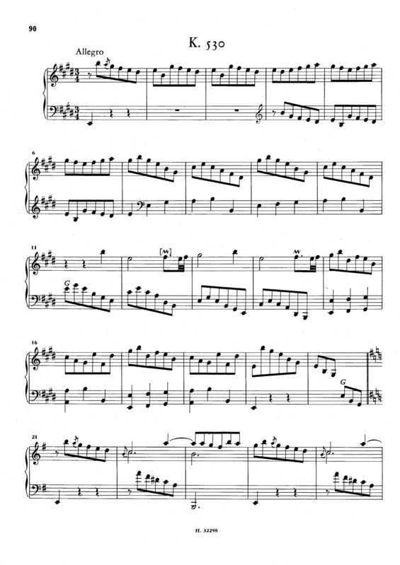 Partitura da música Keyboard Sonata In E Major K.530