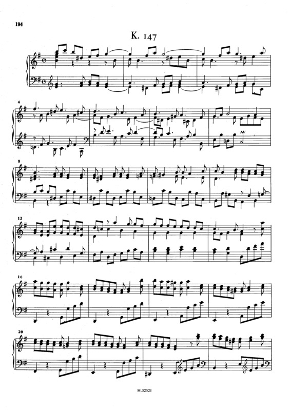 Partitura da música Keyboard Sonata In E Minor K.147
